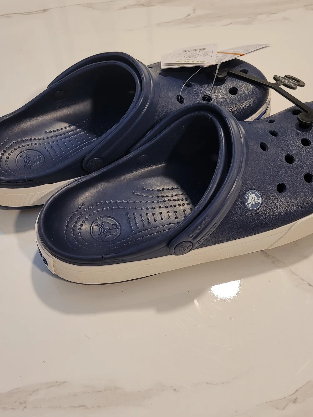 CROCS Navy and White Classic Clog Slide